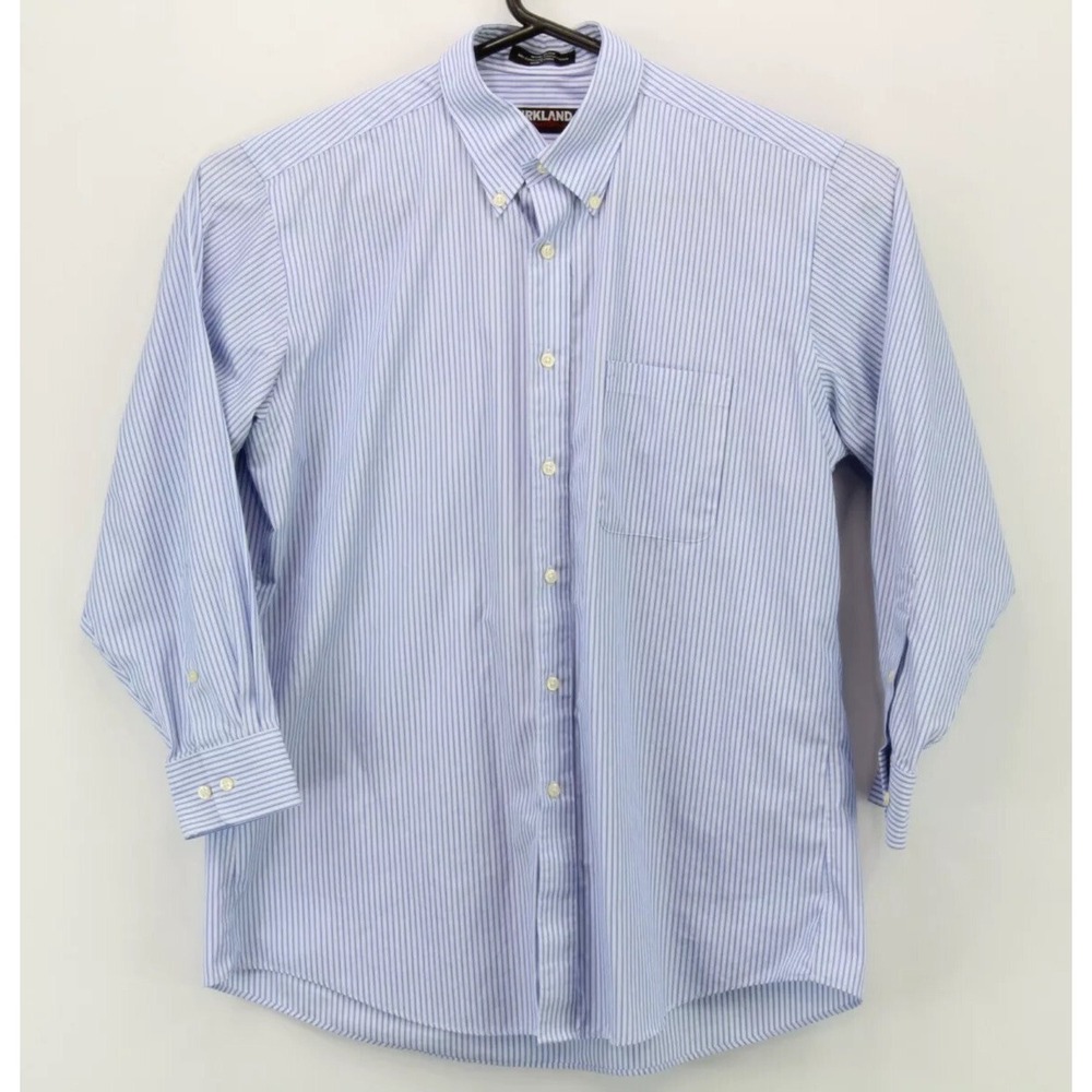 Kirkland Signature Shirt Size 16.5  32/33 Mens Button Down LS Multicolor Striped